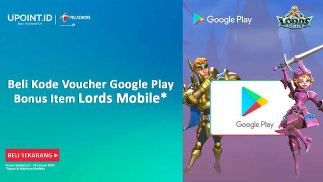 Beli Kode Voucher Google Play, Dapatkan Bonus Item Lords Mobile