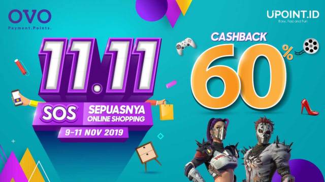 SOS 12.12! Cashback 60%* Top Up All Game di upoint.id