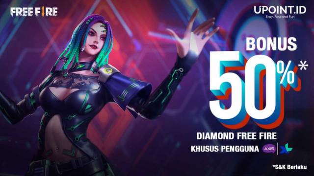Khusus Pengguna XL&Axis, Bonus 50%* Diamond Free Fire !
