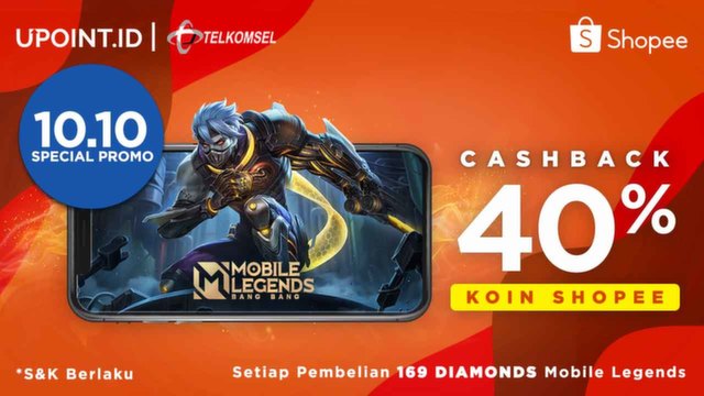 Promo 10.10! Top Up Mobile Legends di Upoint Dapat Cashback Koin Shopee 40%