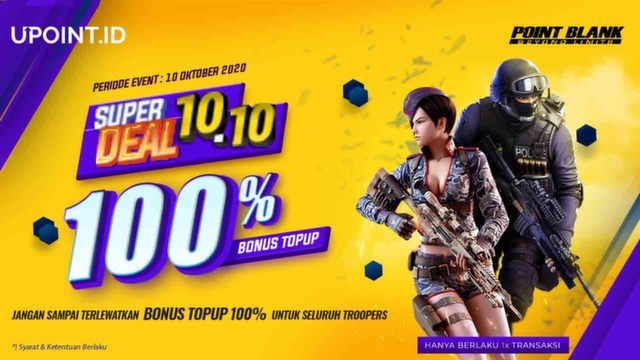 Super Deal 10.10 Bonus 100% PB Cash Top Up di UPoint.id