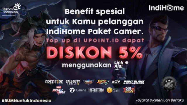 Diskon 5% Top Up Game Khusus Untuk Pengguna IndiHome Paket Gamer