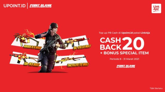 Bonus Bolt Series Point Blank & Cashback 20% LinkAja di Upoint