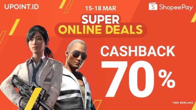 ShopeePay Super Online Deals! Dapatkan Cashback 70% di Upoint