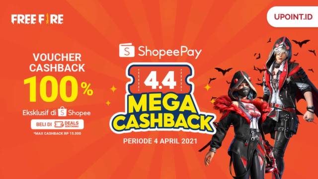Puncak ShopeePay 4.4! Nikmati Voucher Cashback 100% ShopeePay di Upoint