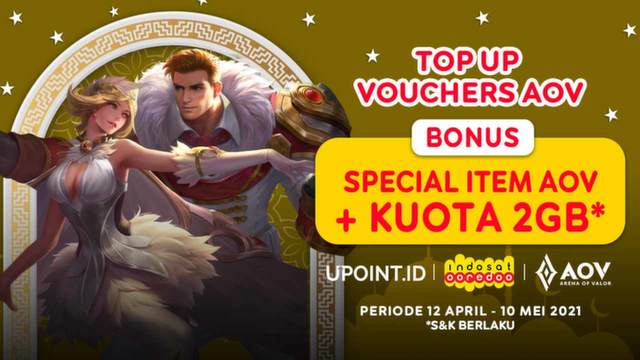 Bonus Spesial Item Arena of Valor & Kuota 2 GB Hanya pakai Indosat di Upoint