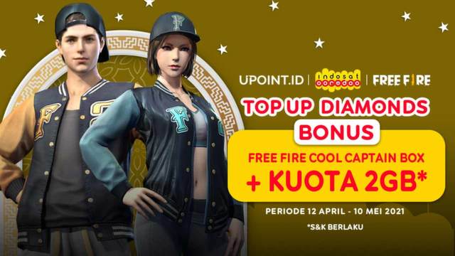 Bonus Free Fire Cool Captain Box & Kuota 2 GB Hanya pakai Indosat di Upoint