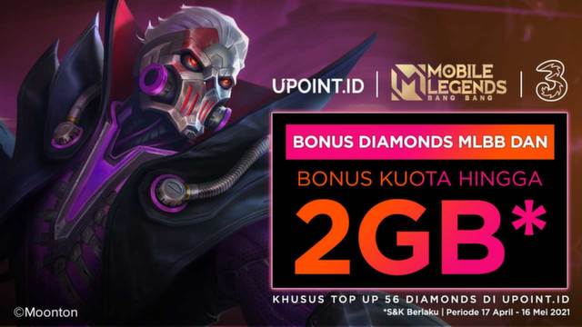 Bonus Diamonds Mobile Legends & Kuota 2 GB buat Pengguna Tri