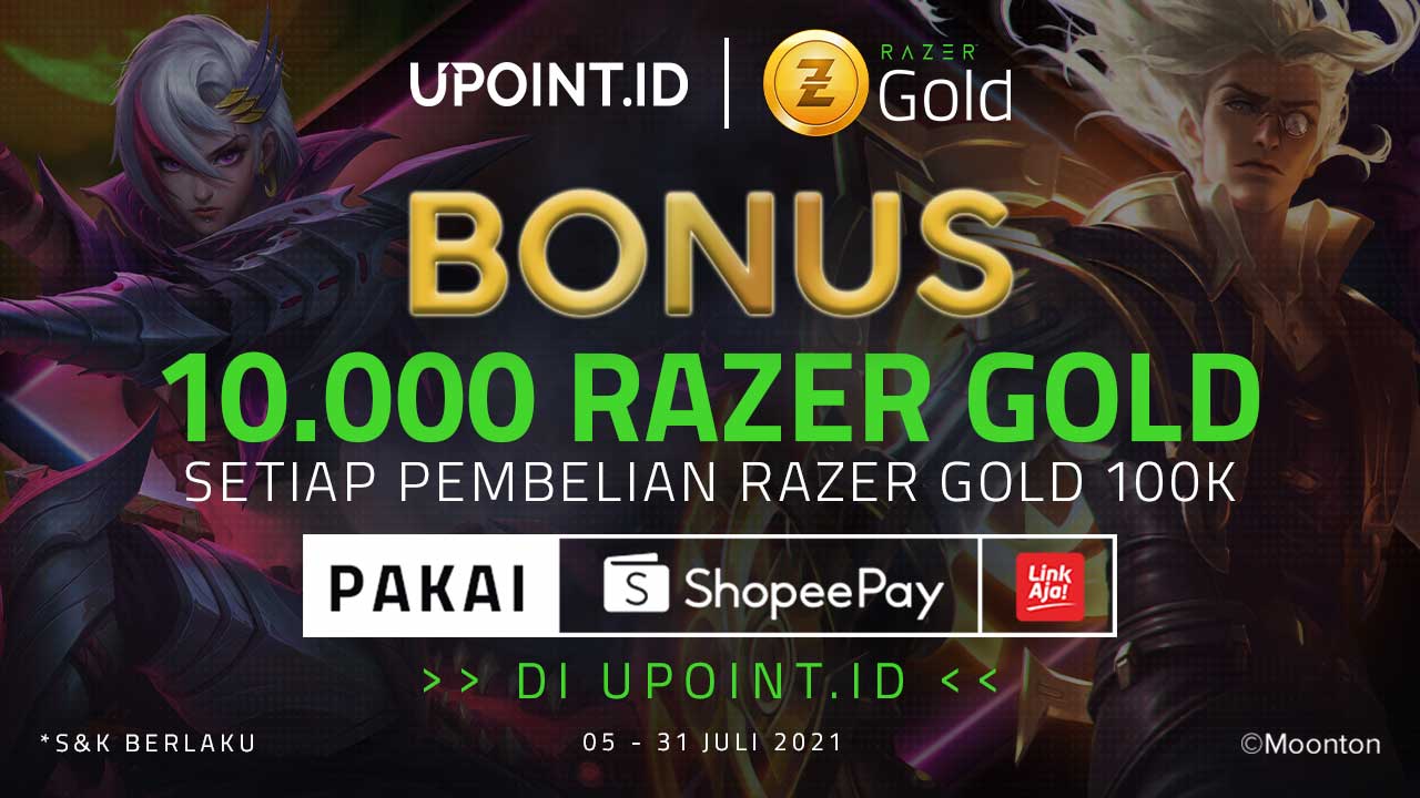 Bonus Razer Gold 10 Ribu Hanya Pakai Shopeepay dan LinkAja di Upoint