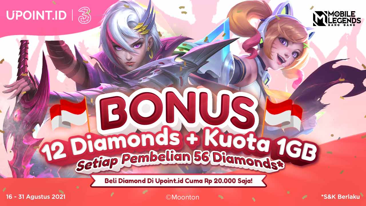 Bonus Diamonds Mobile Legends & Kuota 1 GB Hanya Pakai Three di Upoint