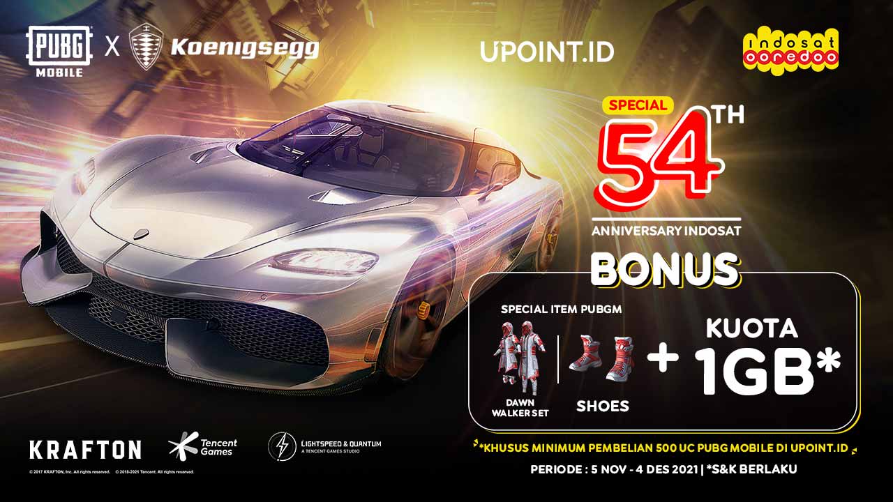 Bonus special item PUBGM dan Kuota Indosat 1 GB Hanya di Upoint