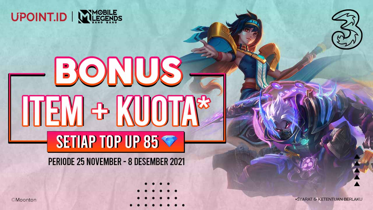 Bonus Item Spesial Mobile Legends dan Kuota 1 GB Khusus Pengguna Three di Upoint.id