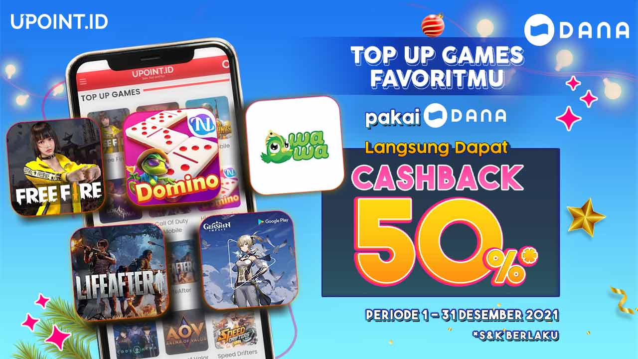 Top Up Game Favorit pakai DANA, Nikmati Cashback 50% Hanya di UPOINT.ID