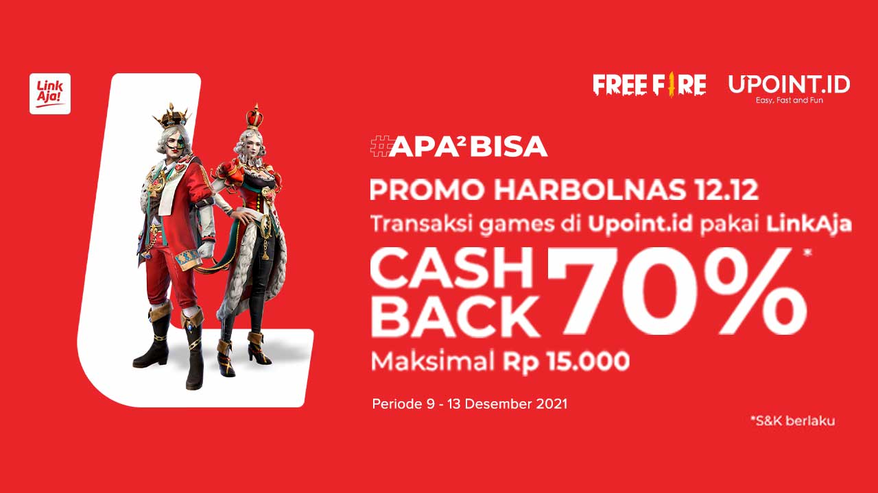 Promo 12.12! Cashback 70% LinkAja Hanya Top Up Game di Upoint.id