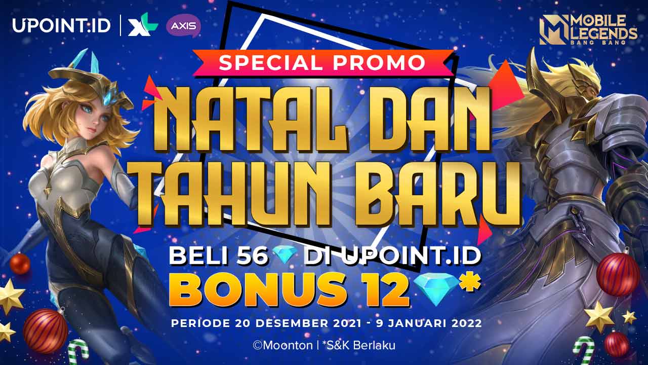 Promo Spesial Akhir Tahun! Bonus Diamonds Mobile Legends hanya pakai XL/Axis di UPOINT.ID