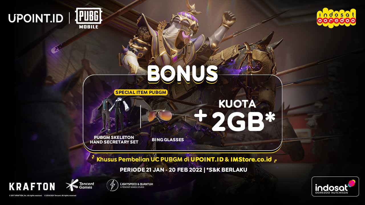 Bonus Special Item PUBGM dan Kuota Indosat 2 GB Hanya di UPOINT.ID