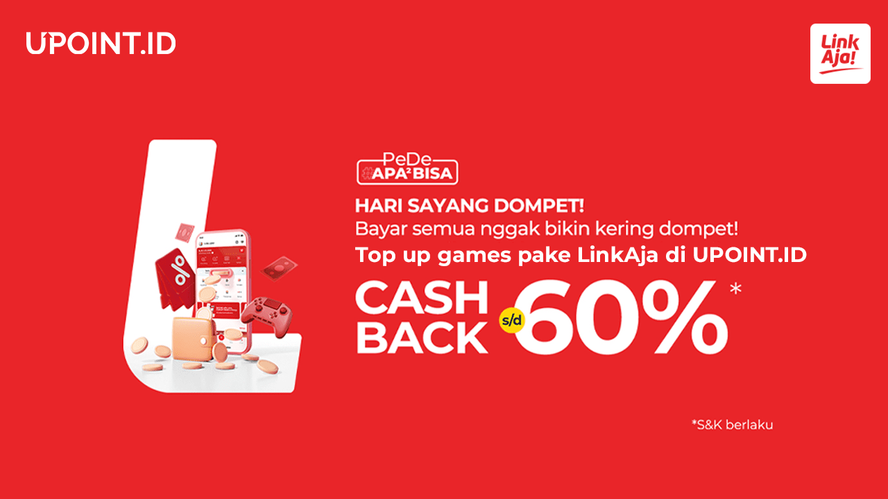 Spesial Promo Valentine! Cashback hingga 60% LinkAja Hanya Top Up Games di UPOINT.ID