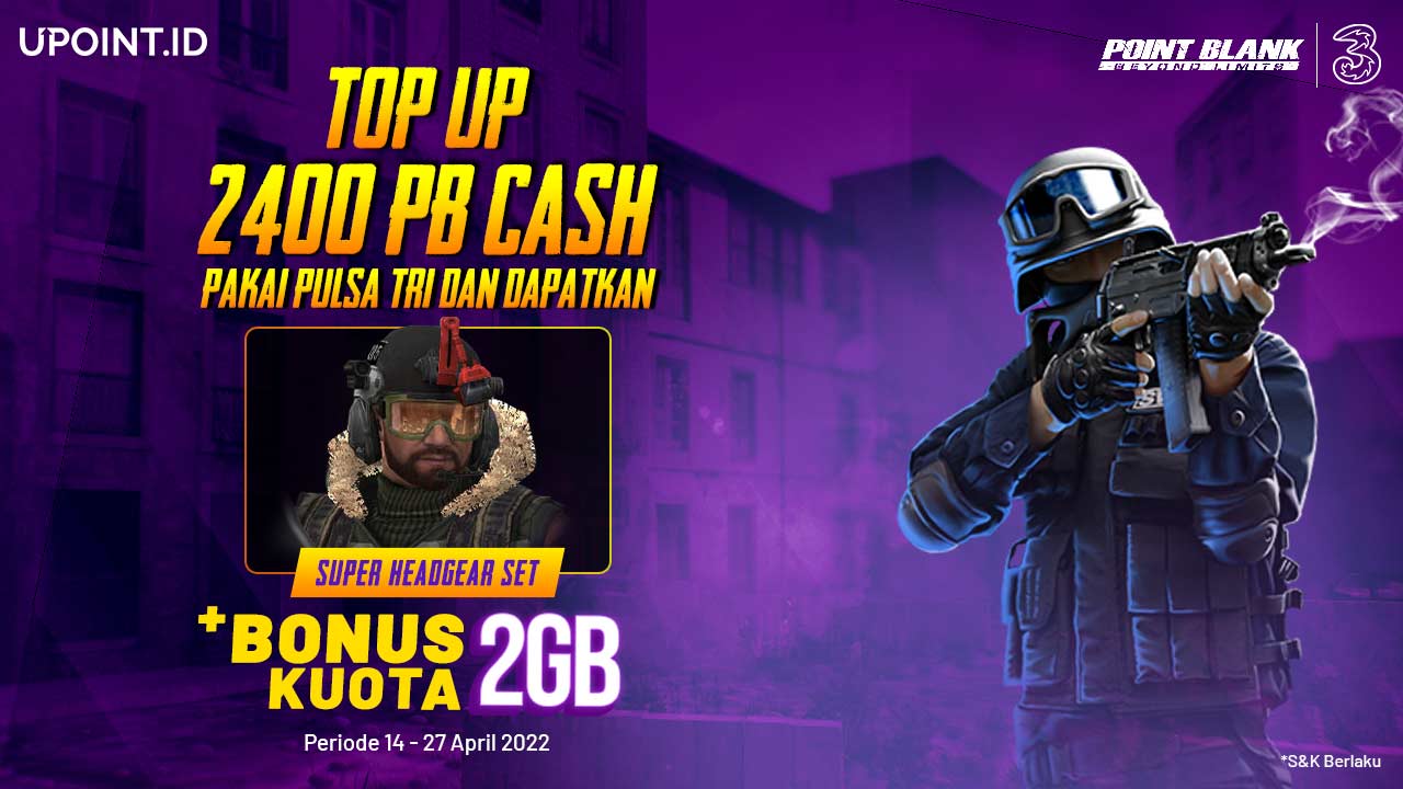 Bonus Item Point Blank dan Kuota Data 2GB Hanya Top Up PB Cash Pakai Pulsa Tri