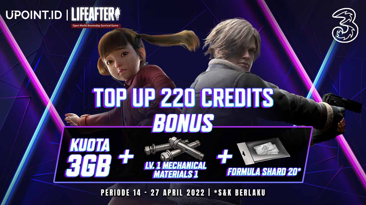 Bonus Item LifeAfter dan Kuota 3 GB dengan Top Up Credits Pakai Pulsa Tri di UPOINT.ID