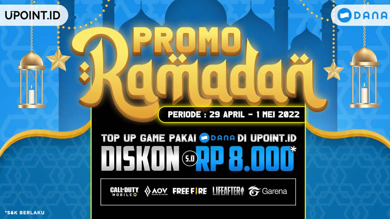 Promo Ramadan: Diskon Hingga Rp8.000 Top Up Games Pakai DANA di UPOINT.ID*