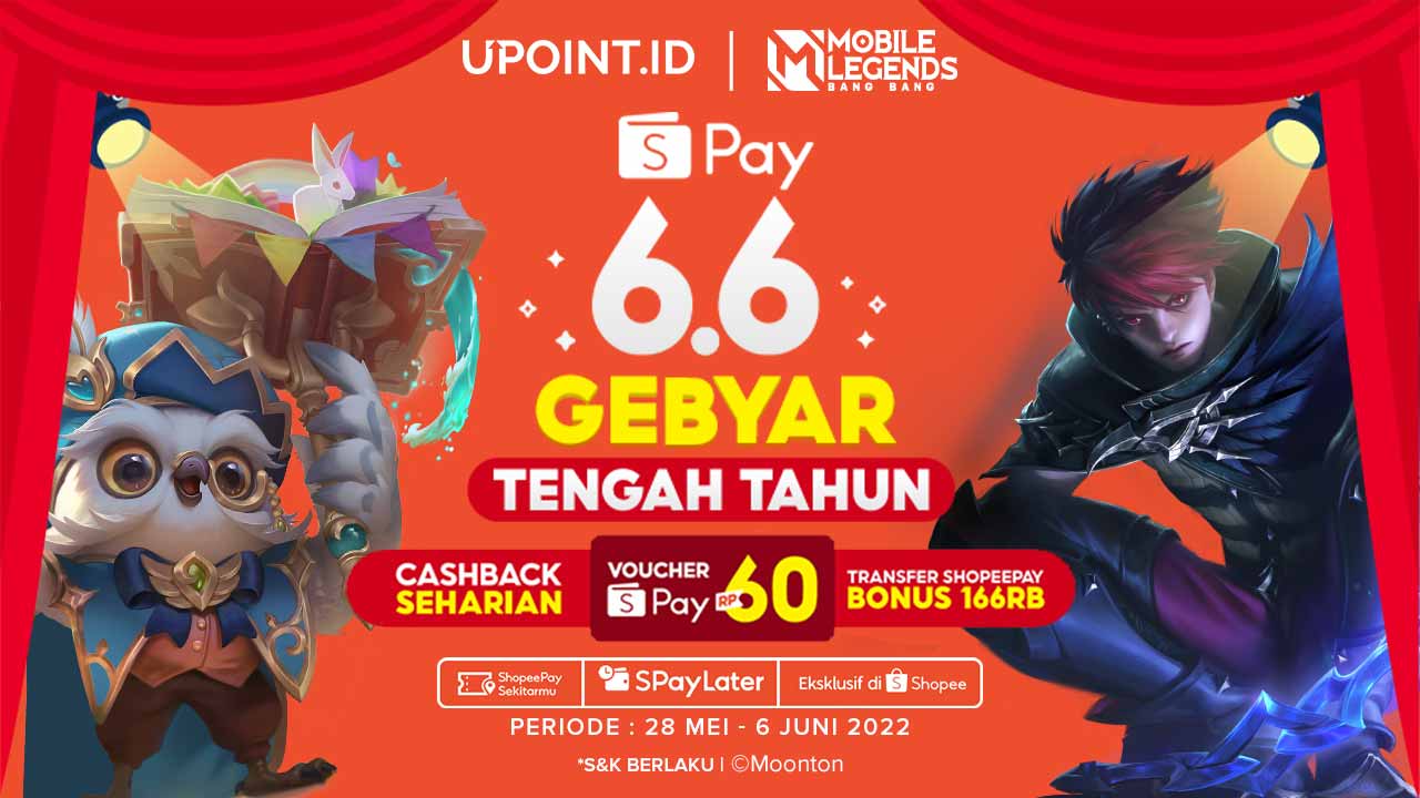 Promo 6.6 ShopeePay Gebyar Tengah Tahun! Nikmati Cashback hingga 100% di UPOINT.ID