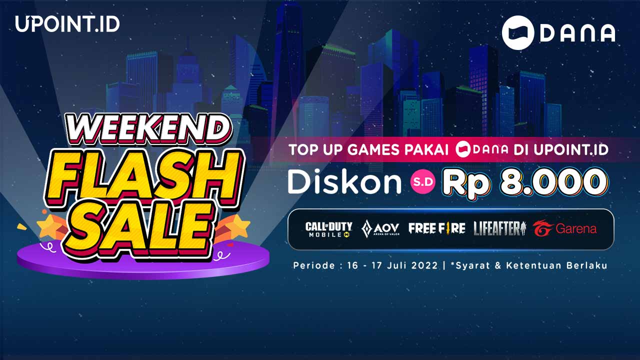 Weekend Flash Sale! Diskon Hingga Rp8.000 Top Up Games Pakai DANA di UPOINT.ID*