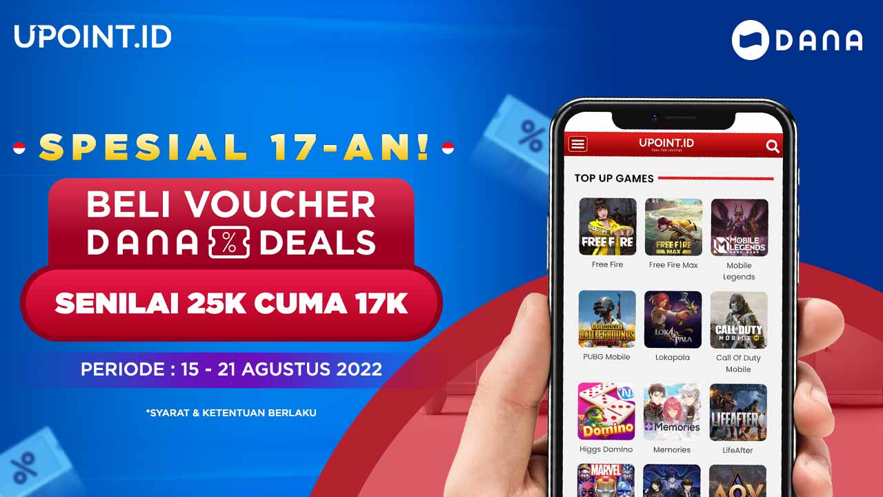 Beli Voucher DANA Deals Hanya Rp17.000 dan Top Up Games di UPOINT.ID