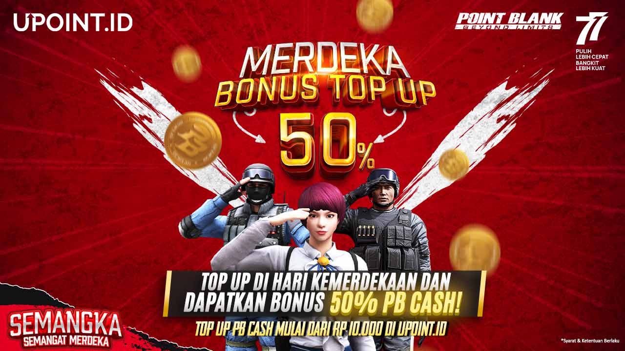 Event Point Blank Merdeka! Nikmati Bonus 50% PB Cash Hanya di UPOINT.ID