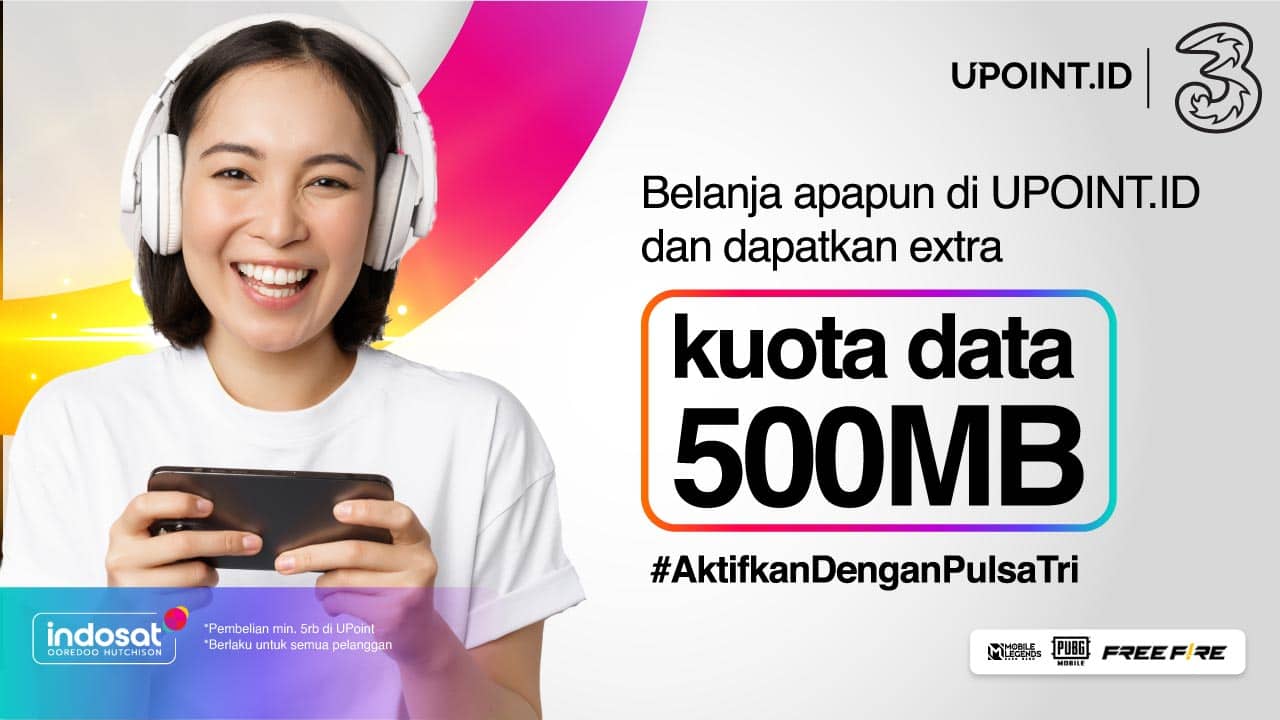 Dapatkan Ekstra Kuota Tri 500 MB Hanya Top Up Games di UPOINT.ID