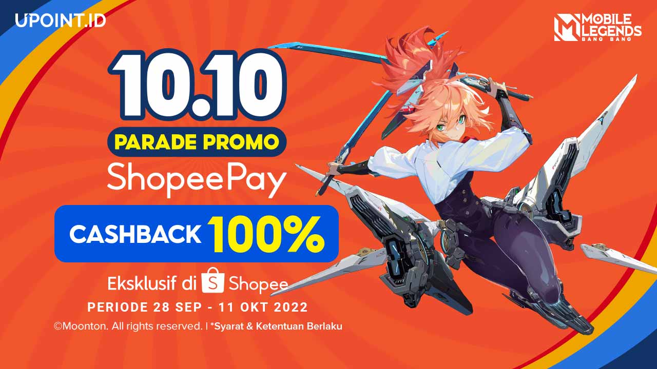 Promo ShopeePay 10.10! Nikmati Cashback hingga 100% di UPOINT.ID