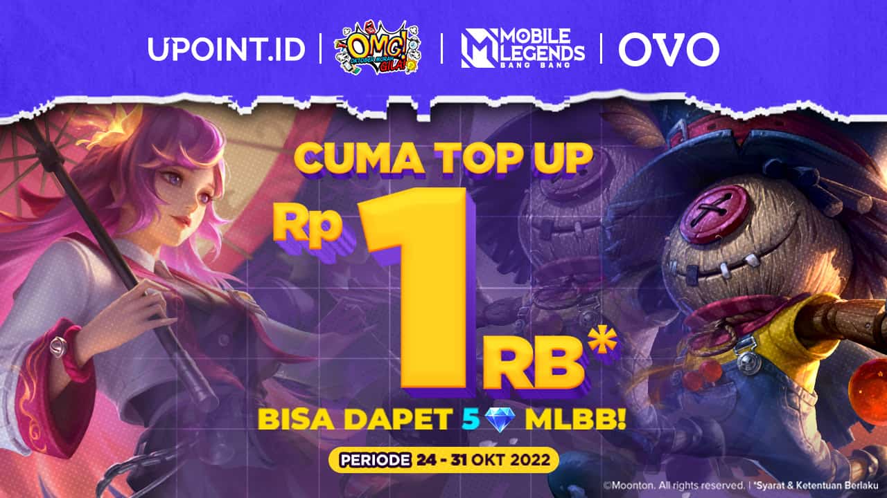 Promo Terbatas! Bayar Rp 1 ribu Pakai OVO Bisa Dapat 5 Diamonds MLBB di UPOINT.ID