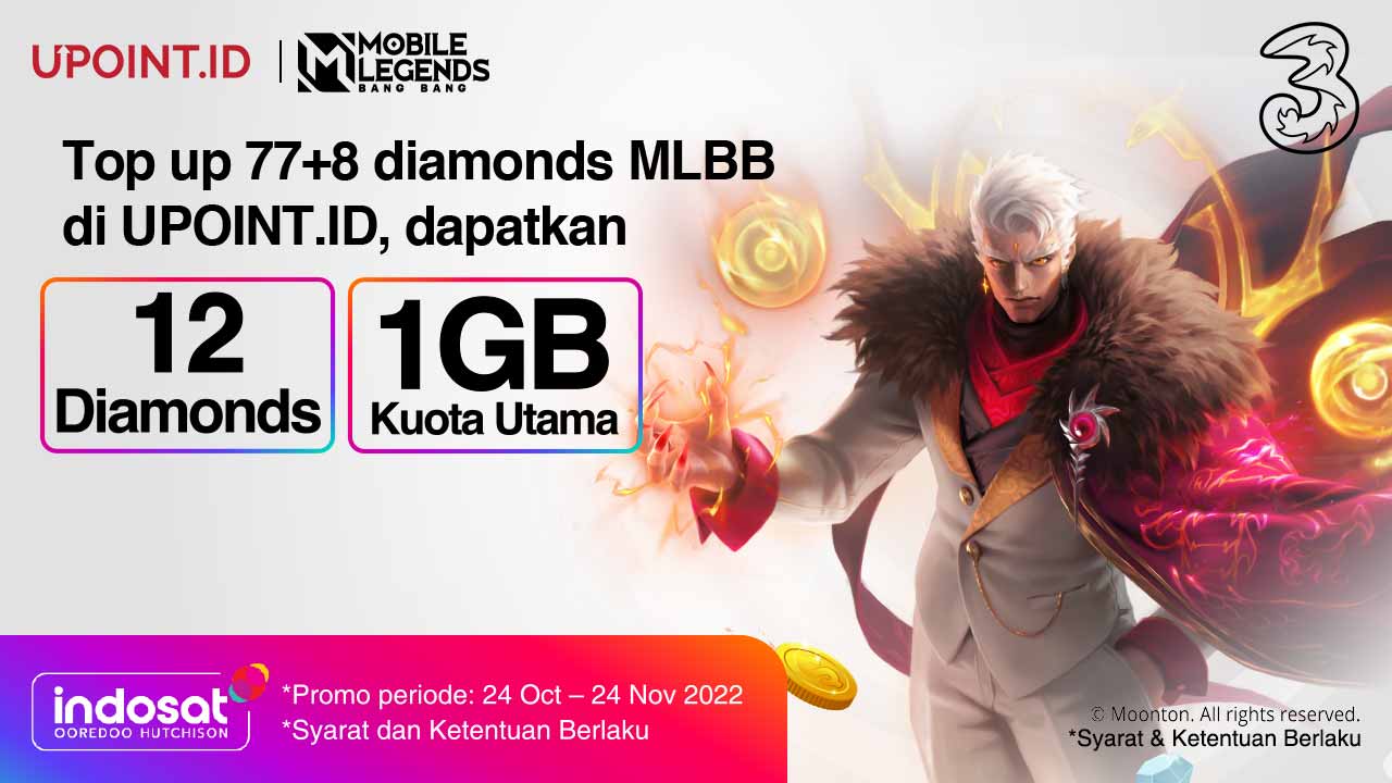 Bonus Diamonds MLBB dan Kuota Tri 1 GB Hanya di UPOINT.ID