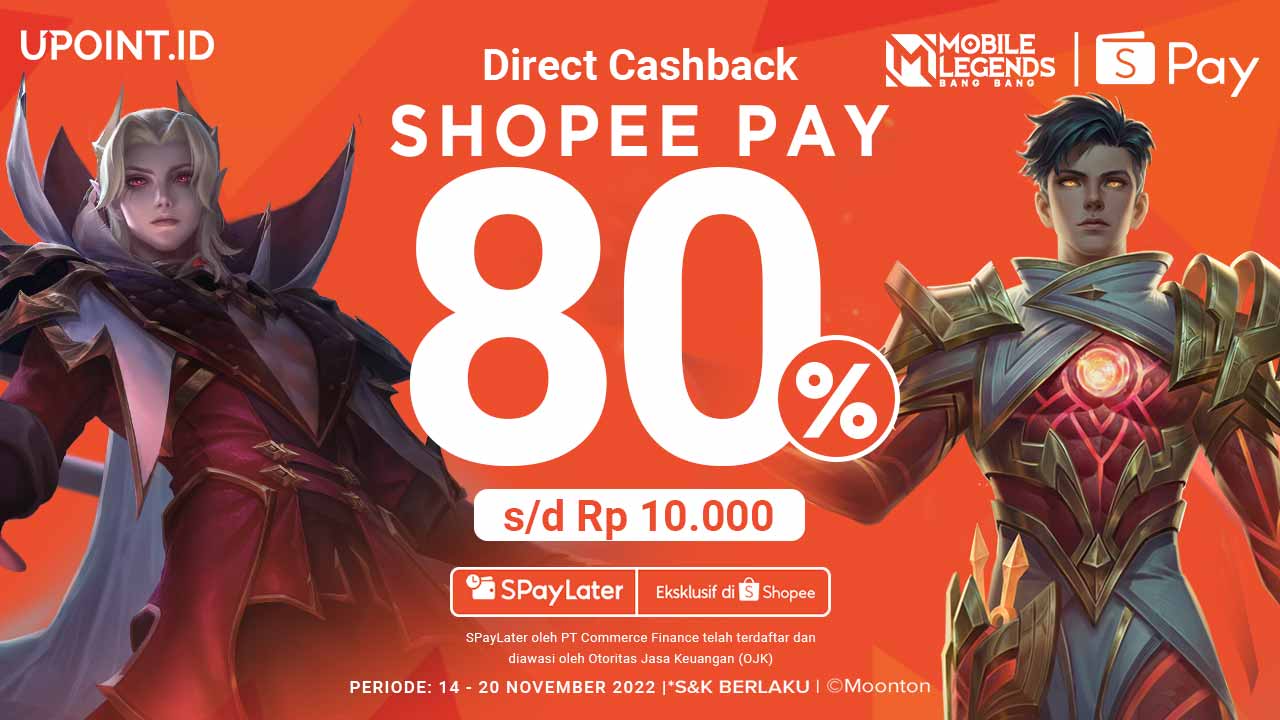 Nikmati Cashback ShopeePay hingga 80% dengan Top Up Games di UPOINT.ID