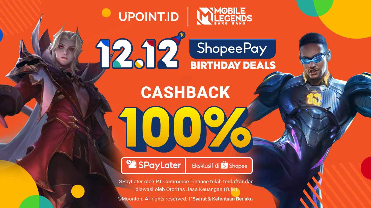 ShopeePay 12.12! Dapatkan Cashback 100% Hanya Top Up Games di UPOINT.ID