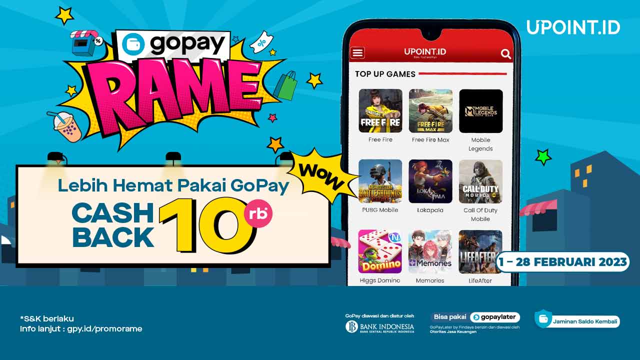 Promo GoPay Rame Dapat Cashback 10 ribu Hanya di UPOINT.ID