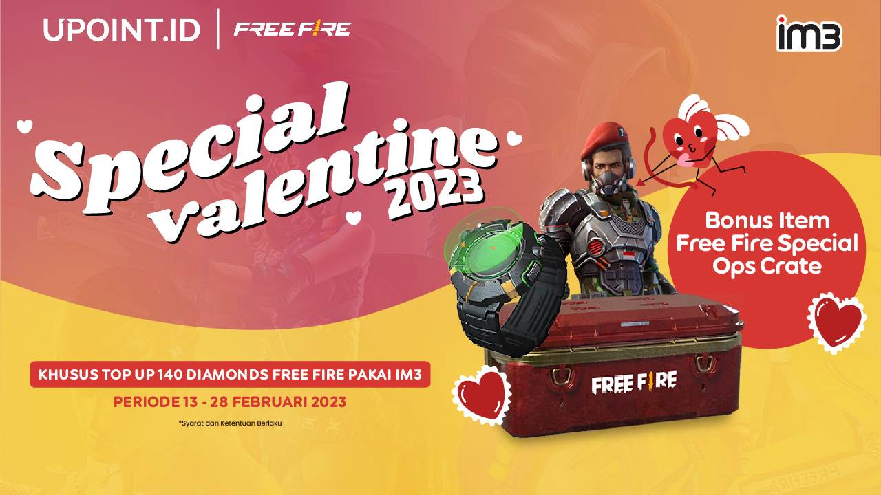 Special Promo Valentine! Bonus Item FreeFire Top Up pakai IM3 di UPOINT.ID