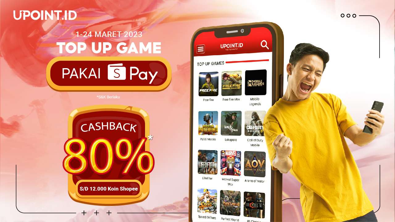 Promo Cashback ShopeePay 80% dengan Top Up Games Favoritmu di UPOINT.ID