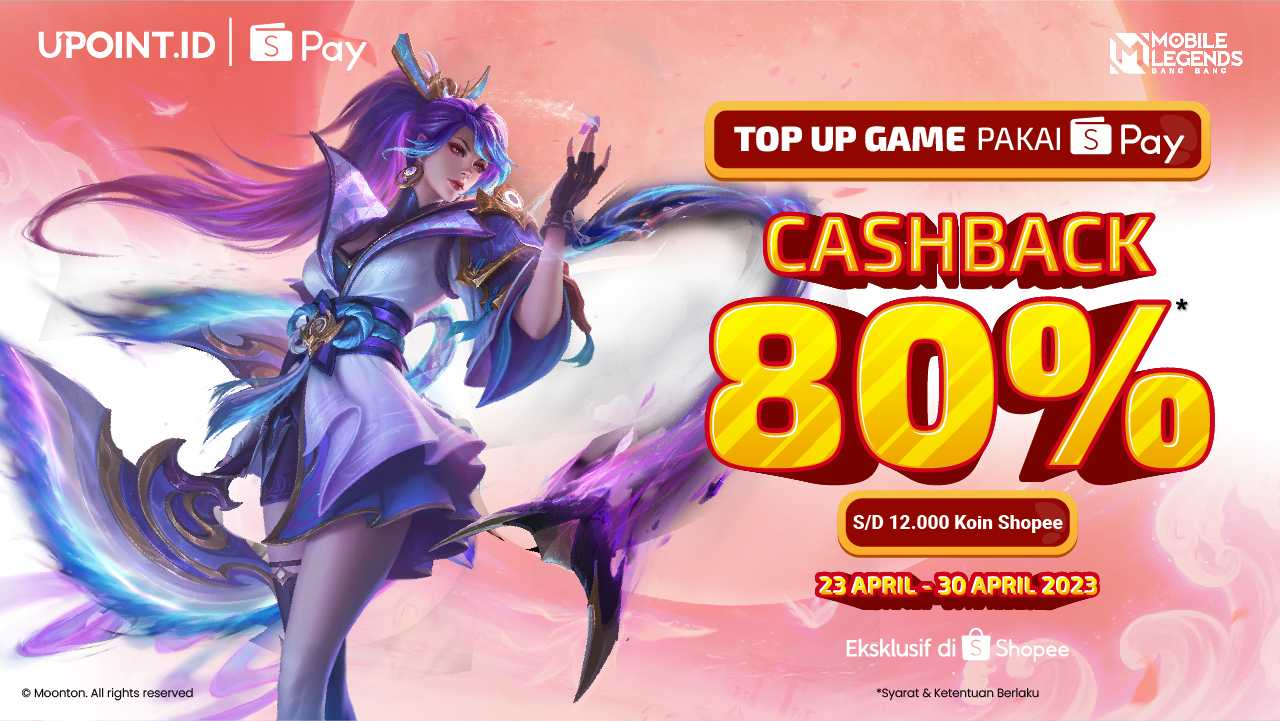 Top Up MLBB Dapat Cashback ShopeePay 80% di UPOINT.ID