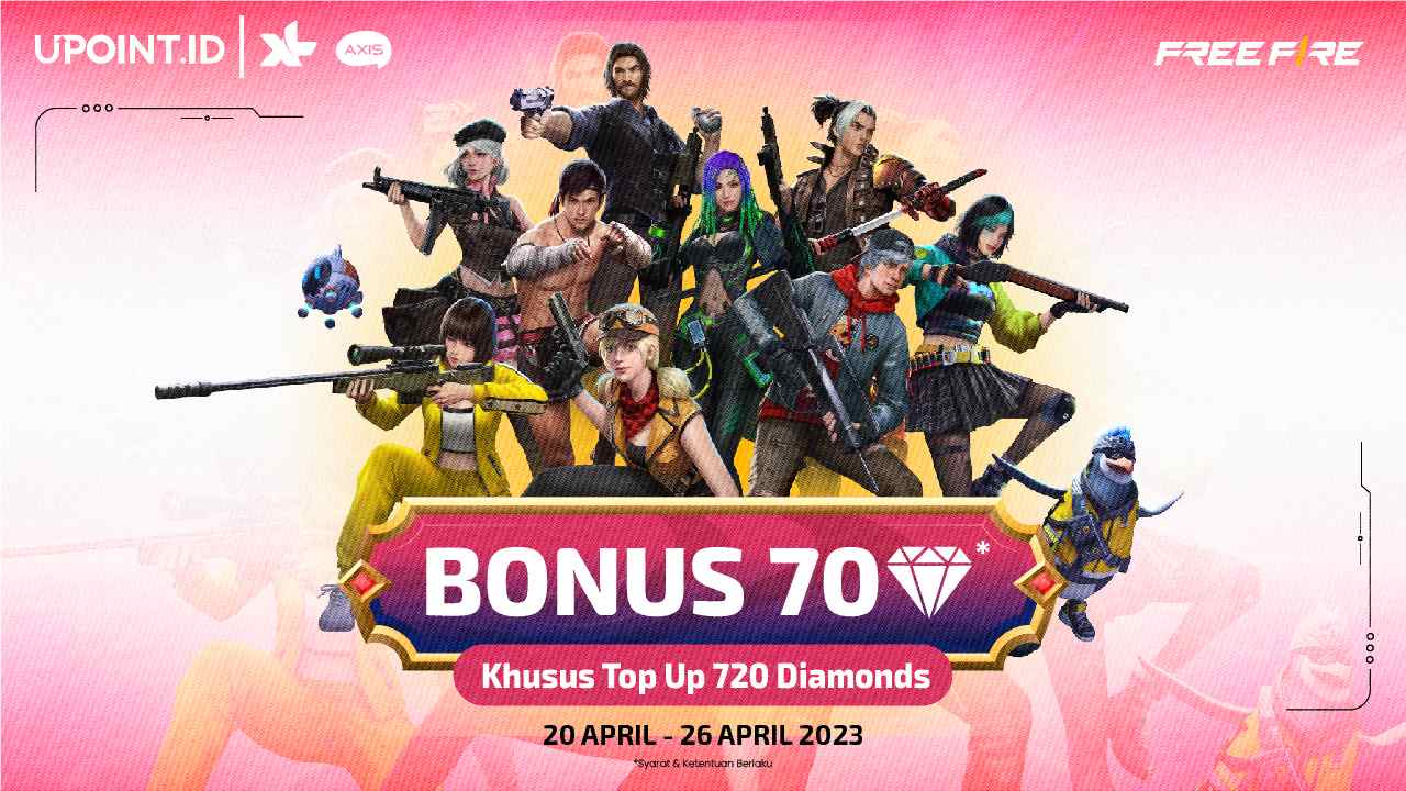 Special Promo Top Up Free Fire pakai XL/Axis di UPOINT.ID dapat bonus 70 Dimaonds