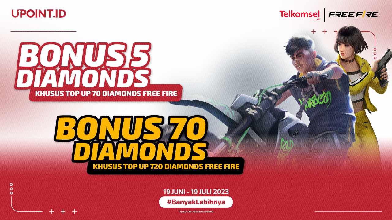 Bonus Diamonds untuk Kamu yang Top Up Free Fire pakai Telkomse di UPOINT.ID