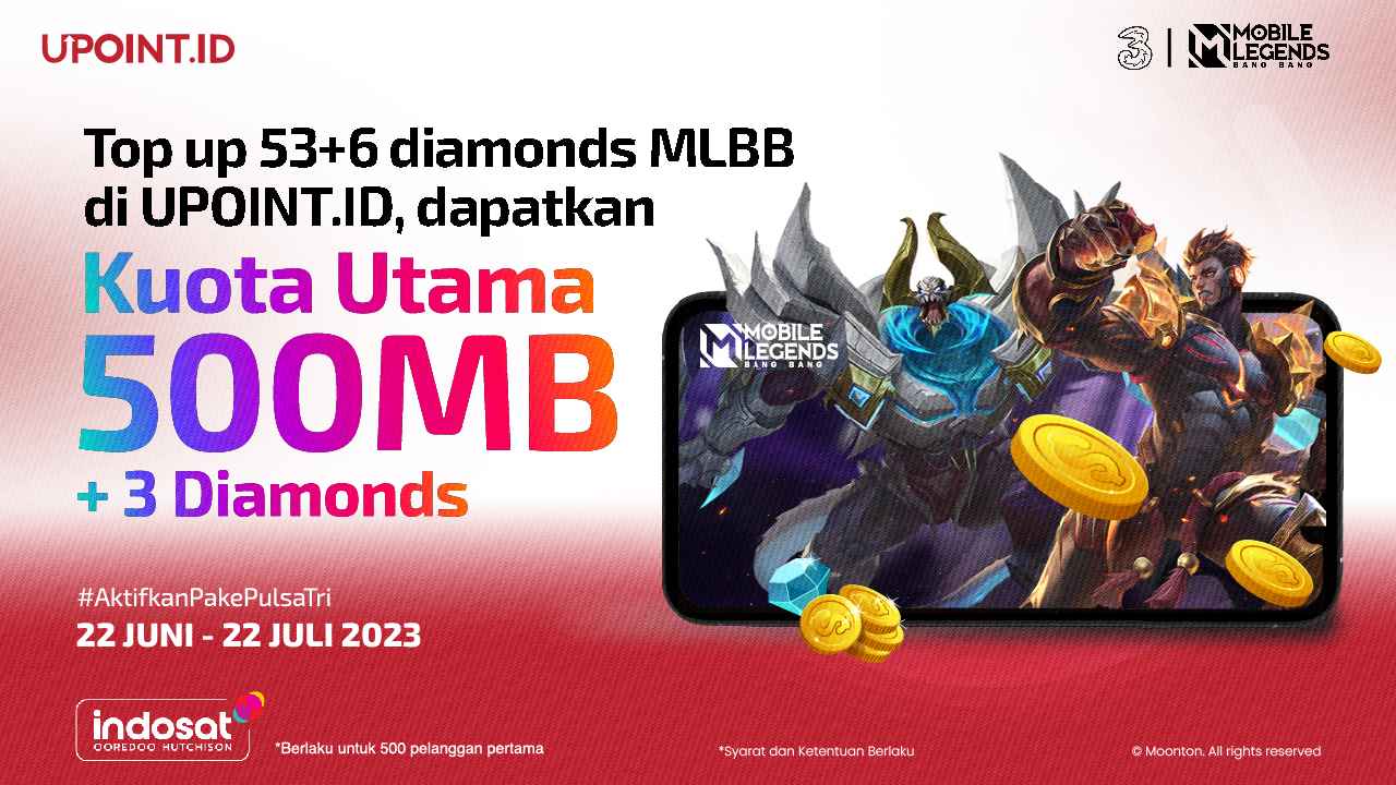 Top Up Mobile Legends Pakai Tri di UPOINT.ID Langsung Dapat Bonus dan Kuota!