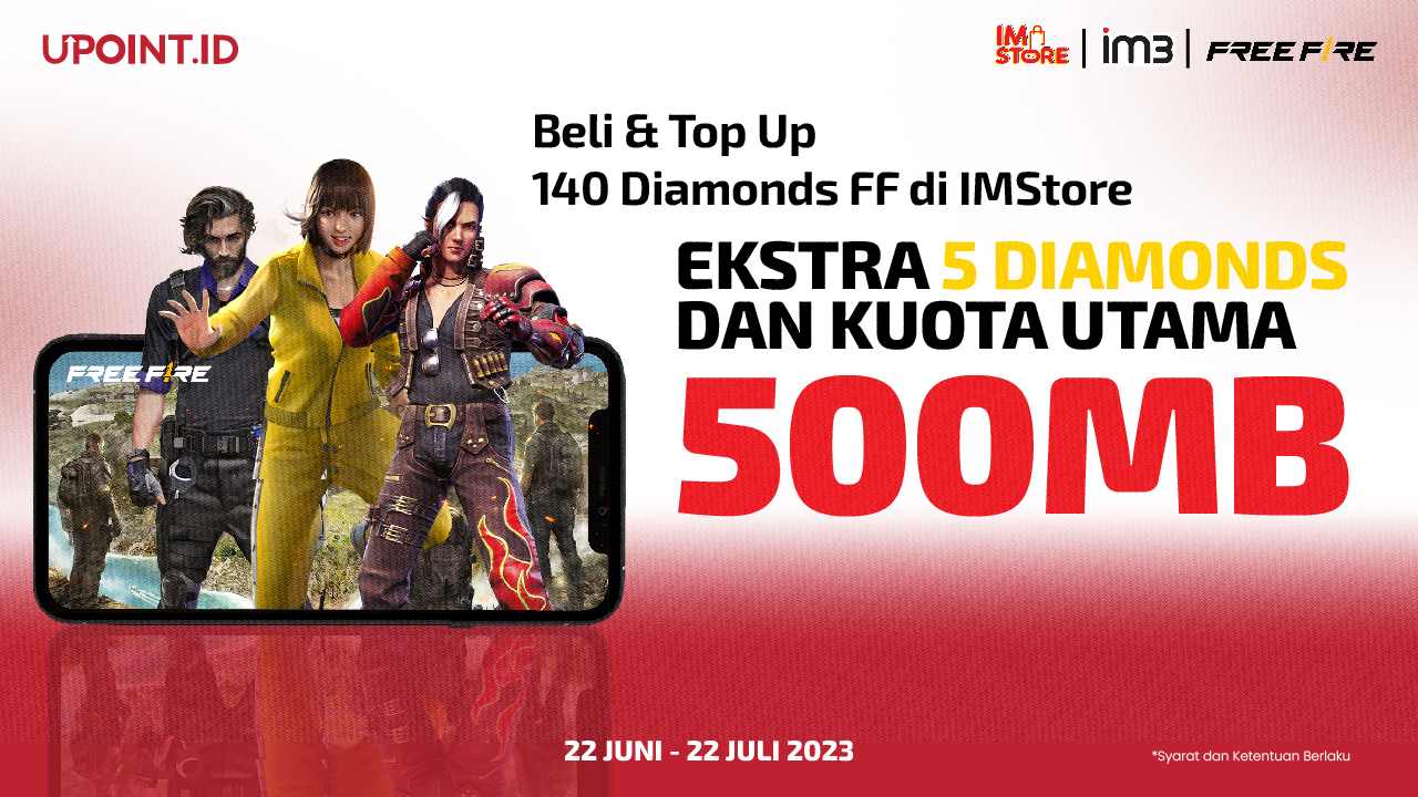 Top Up Free Fire di UPOINT.ID atau IMStore pakai IM3 Dapat Bonus Diamonds dan Kuota!