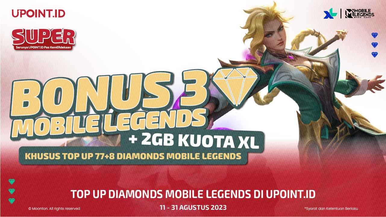 Bonus Diamond dan Kuota Buat Kamu yang Top Up MLBB pakai XL di UPOINT.ID!