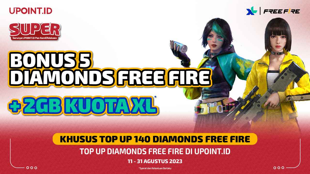 Top Up Diamonds Free Fire pakai XL di UPOINT.ID Langsung Dapat Bonus Diamonds dan Kuota!