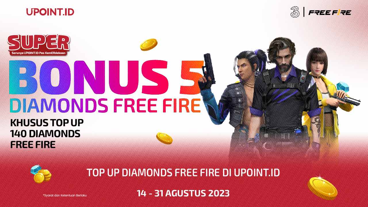 Bonus Diamonds Buat Kamu yang Top Up Diamonds Free Fire pakai Tri di UPOINT.ID!