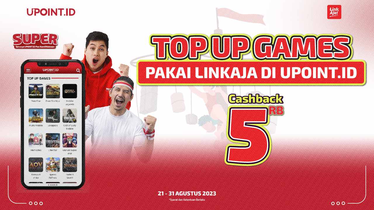 Top Up Games Favoritmu pakai LinkAja di UPOINT.ID Bisa Langsung Dapat Cashback!