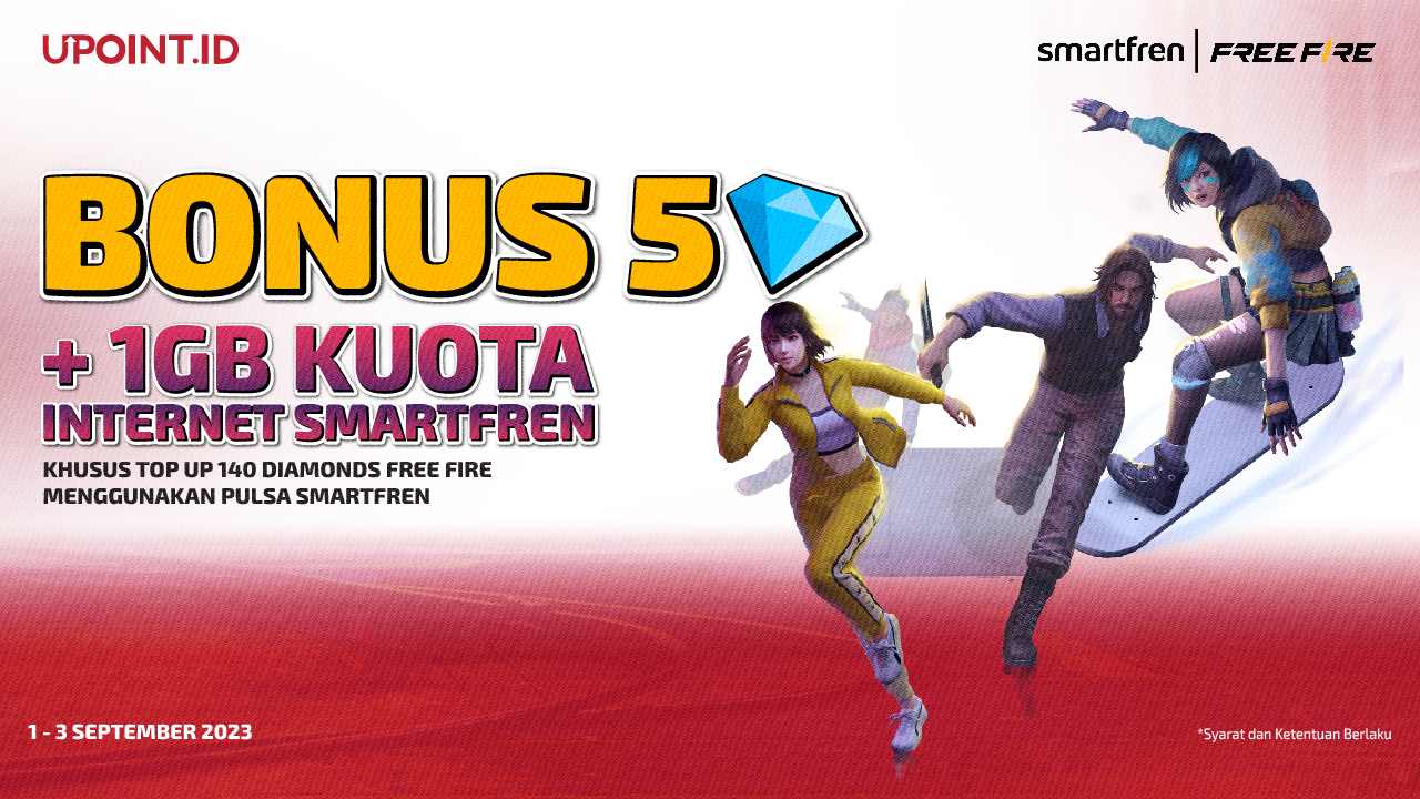 Dapatkan Bonus Diamonds dan Kuota Dengan Top Up Diamonds Free Fire Mu di UPOOINT.ID pakai Smartfren