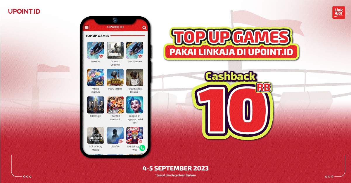 CASHBACK 10RB untuk Kamu yang Top Up Game Favoritmu pakai LinkAja di UPOINT.ID