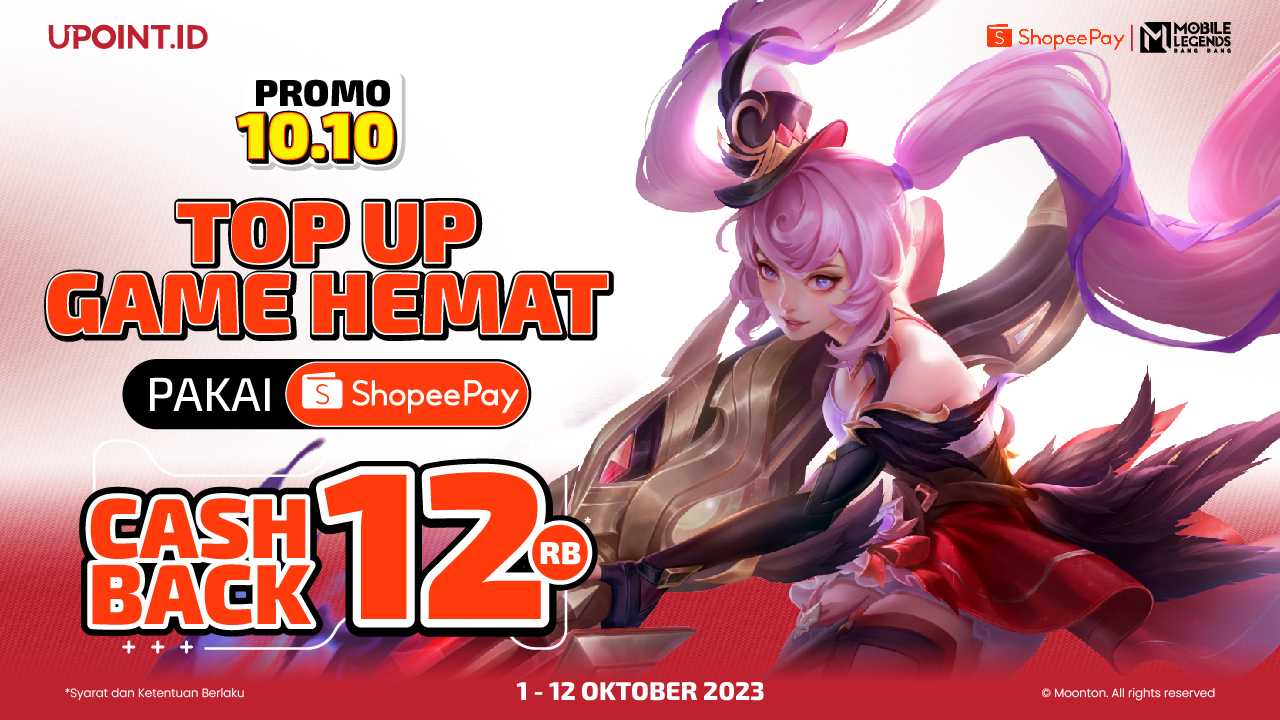 Top Up Game Apapun Dapet Cashback 12RB Dengan Metode Bayar ShopeePay di UPOINT.ID!