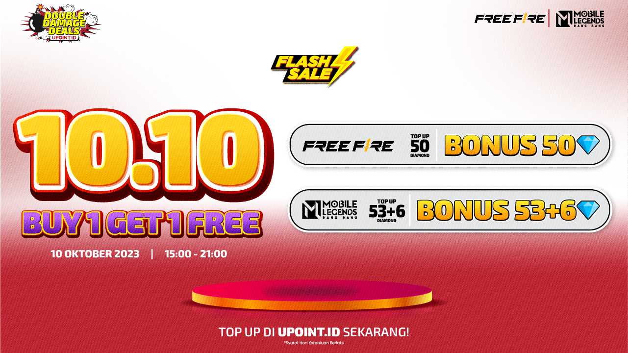 Flash Sale Spesial 10.10! Beli 1 Gratis 1 Dapat 100% Diamonds Mobile Legends dan Free Fire Hanya di UPOINT.ID!